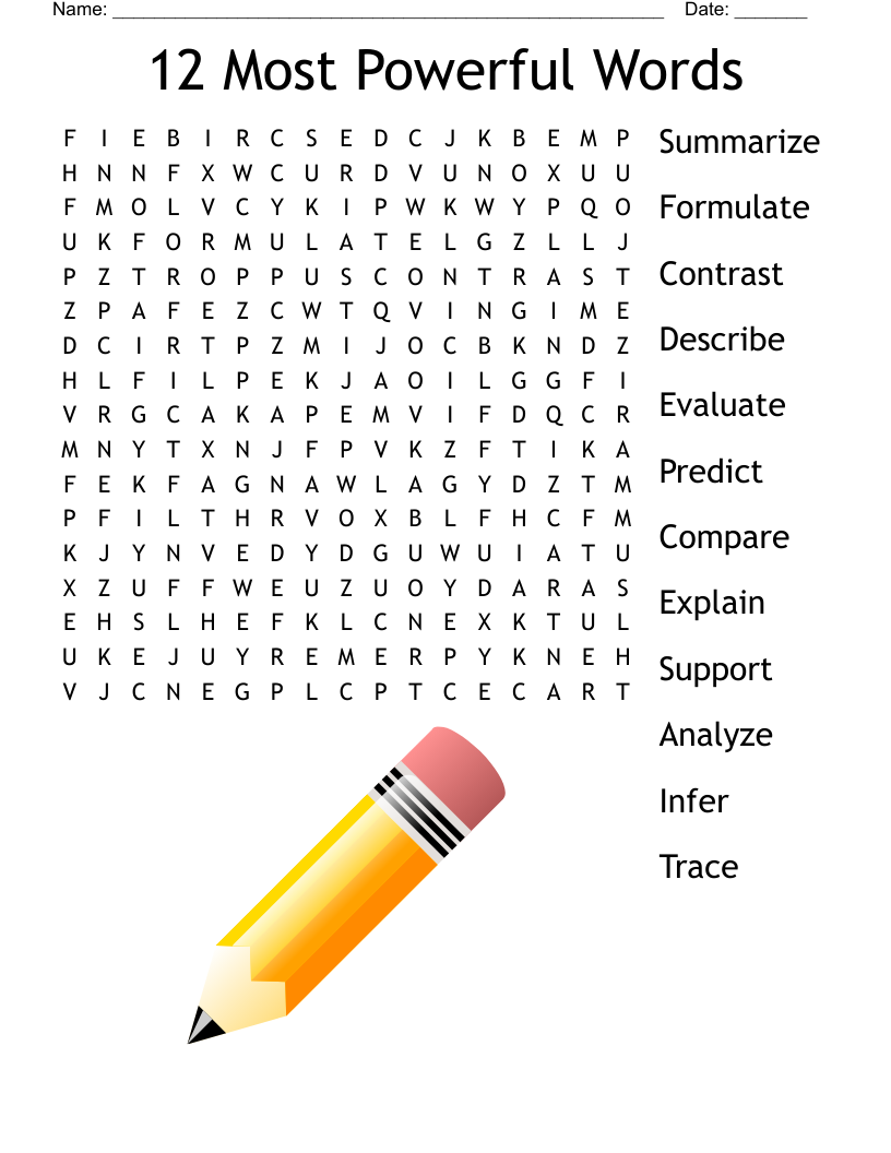 12 Most Powerful Words Word Search