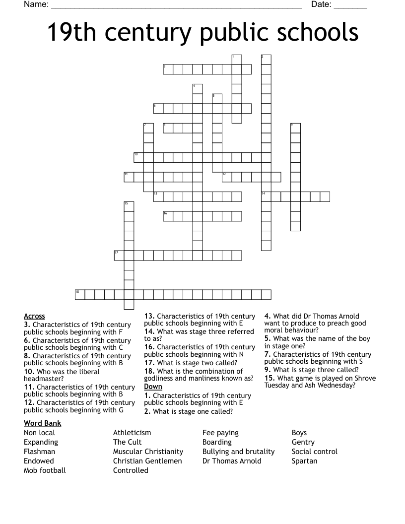 19th century public schools Crossword