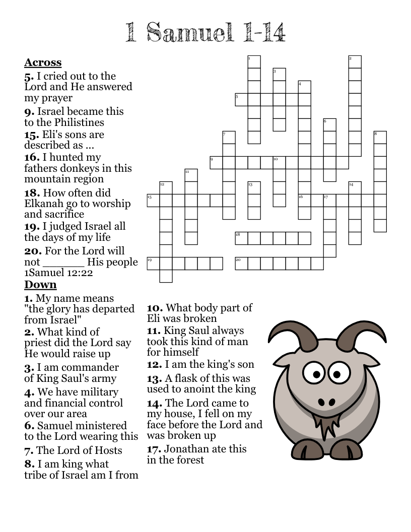 1 Samuel 1-14 Crossword