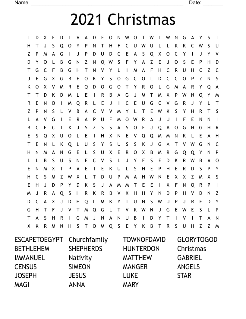 2021 Christmas Word Search