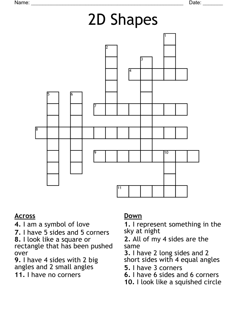 2D Shapes Crossword