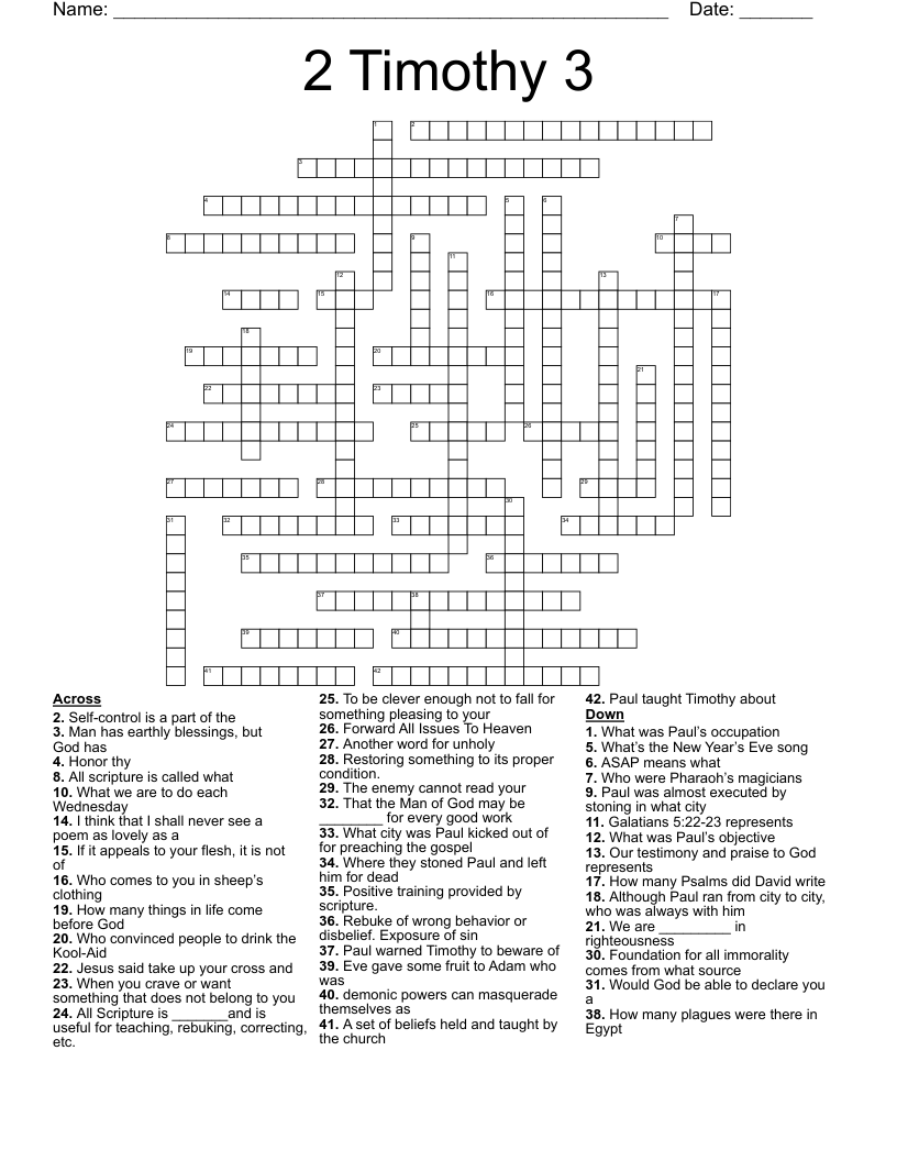 2 Timothy 3 Crossword