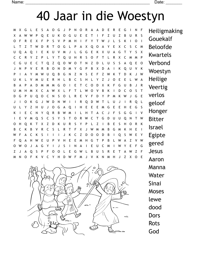 40 Jaar in die Woestyn Word Search