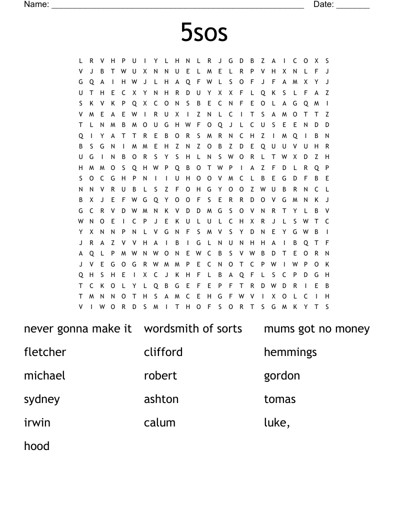 5sos Word Search