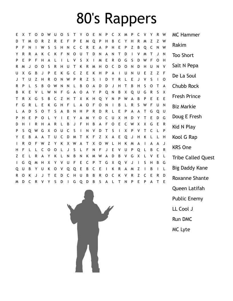 80's Rappers Word Search