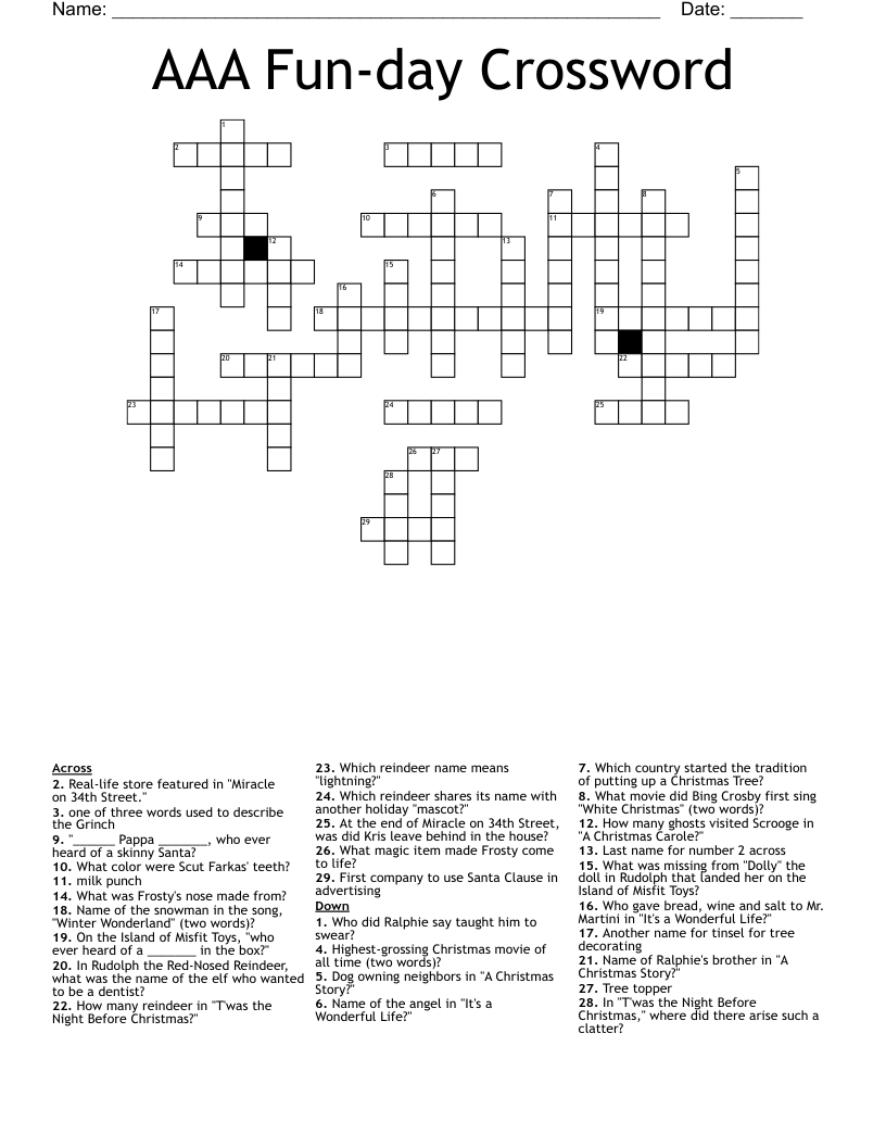 AAA Fun-day Crossword