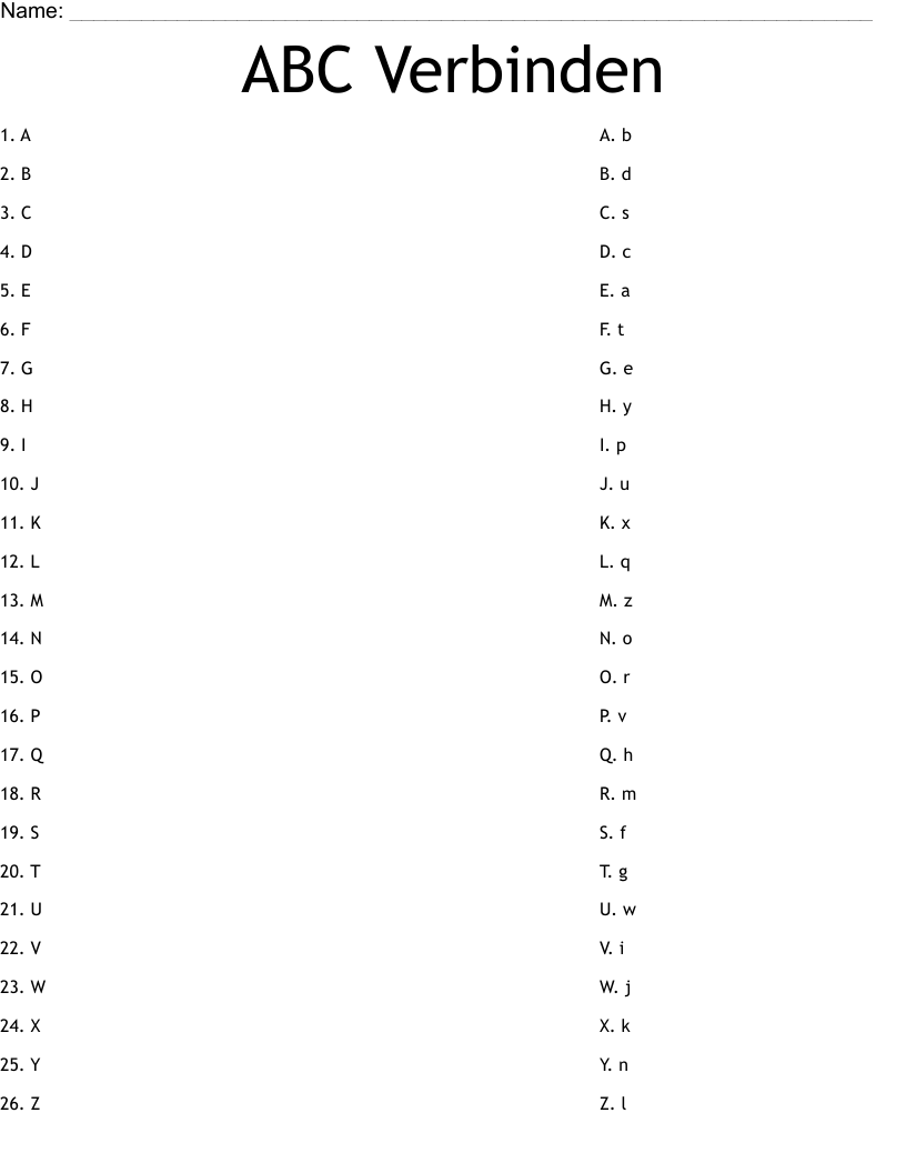 ABC Verbinden Worksheet