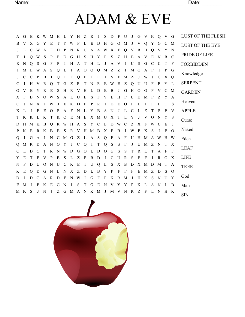 ADAM & EVE Word Search