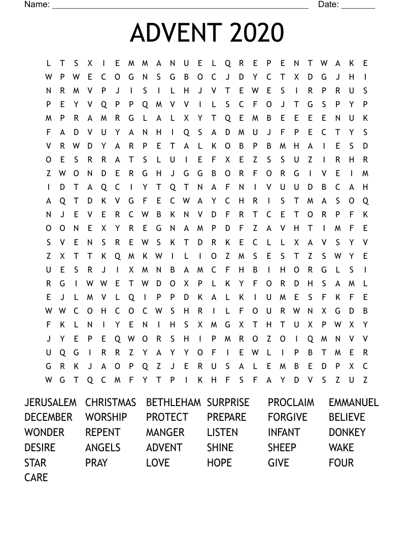 ADVENT 2020 Word Search