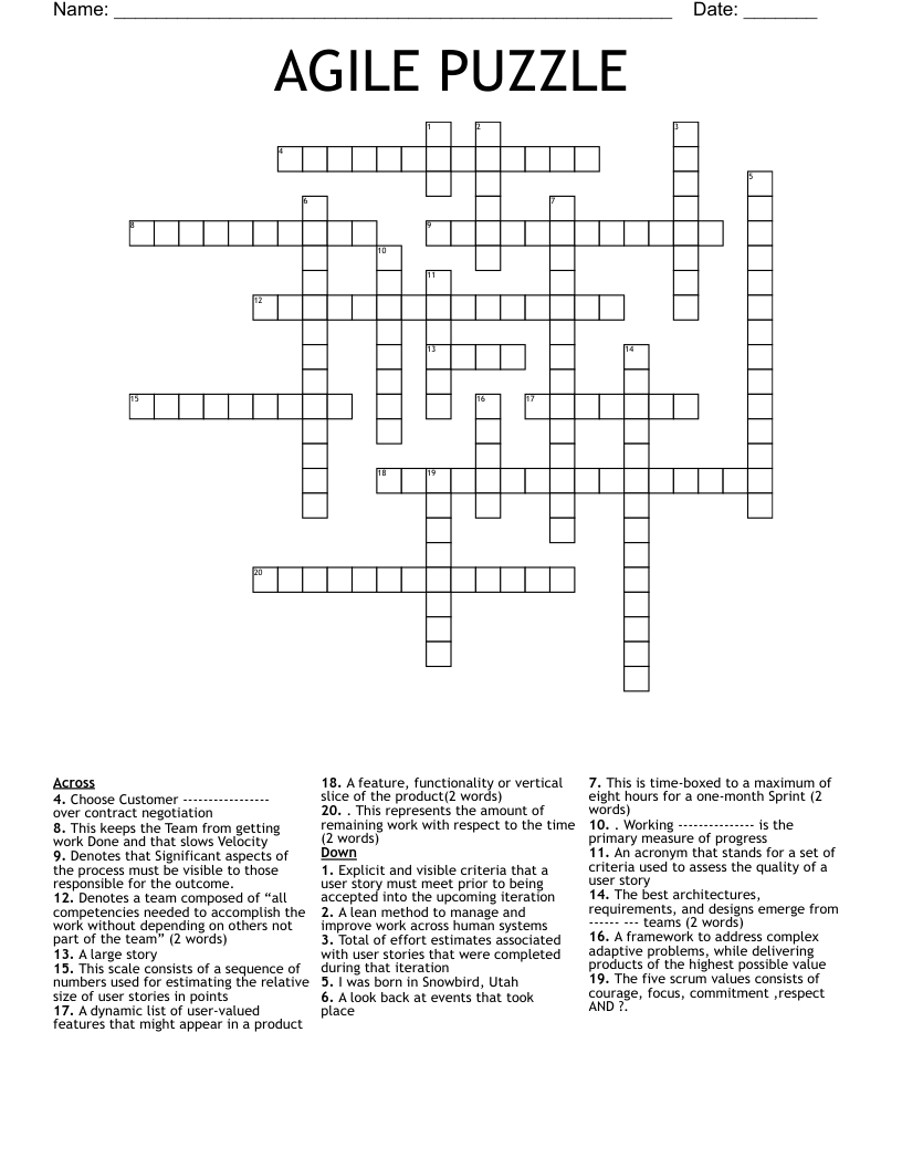 AGILE PUZZLE Crossword