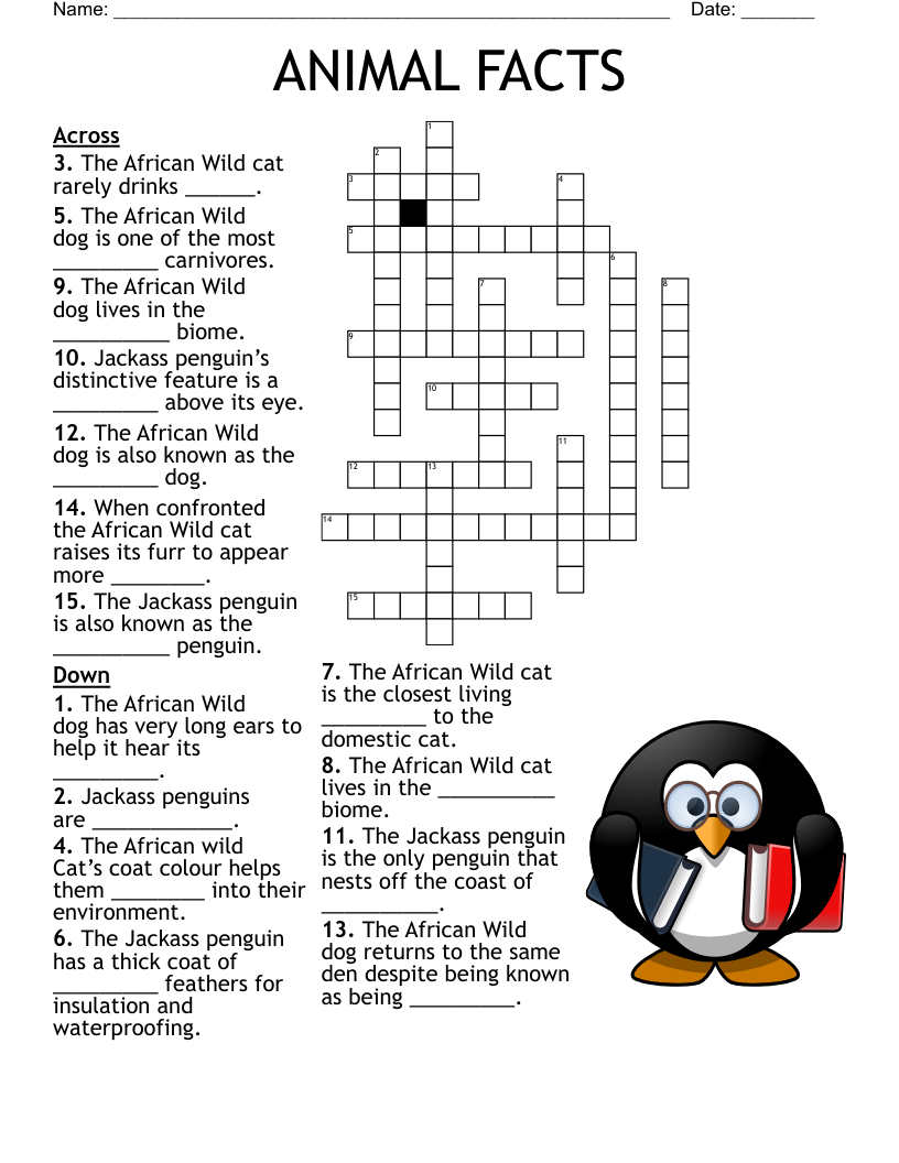 ANIMAL FACTS Crossword
