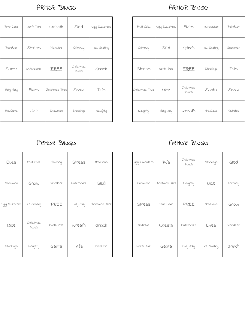 ARMOR BINGO