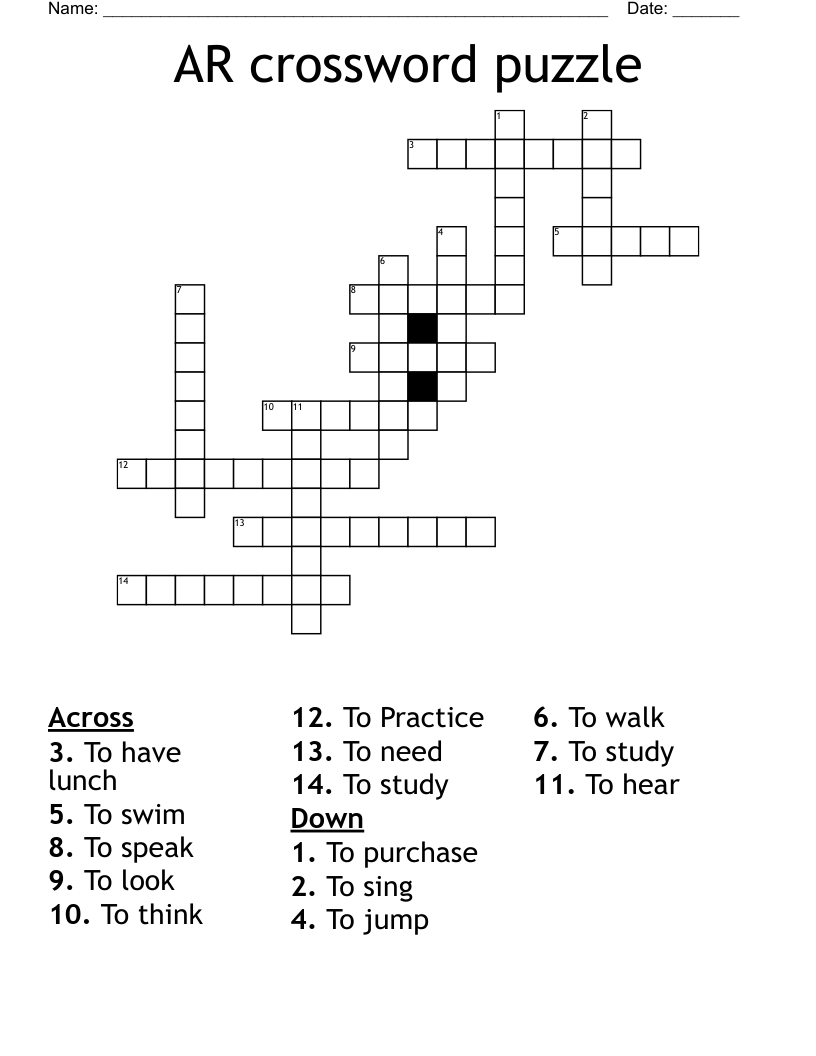 AR crossword puzzle