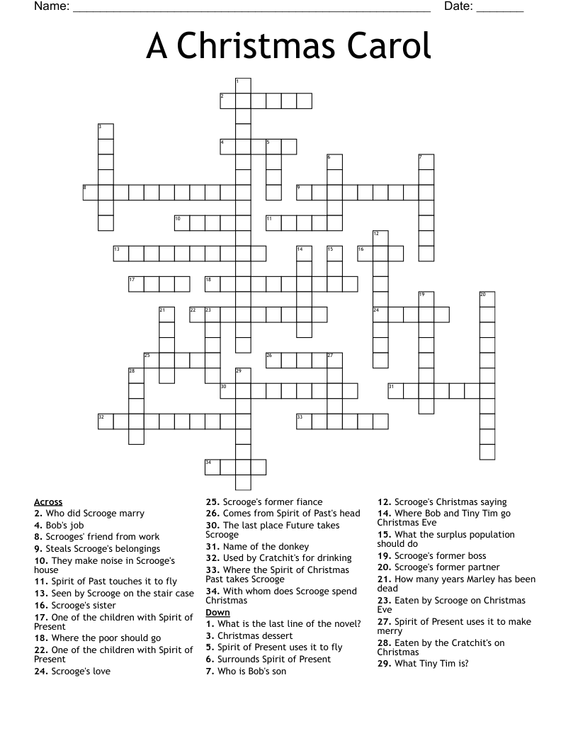 A Christmas Carol Crossword