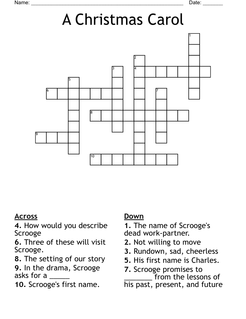A Christmas Carol  Crossword