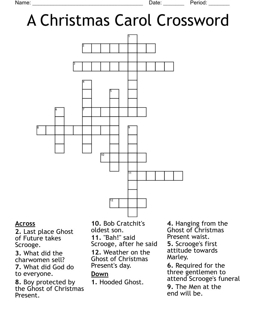 A Christmas Carol Crossword