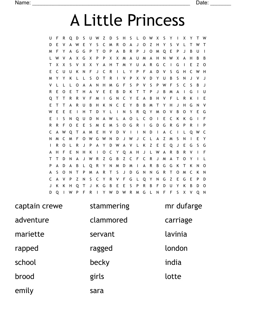 A Little Princess Word Search