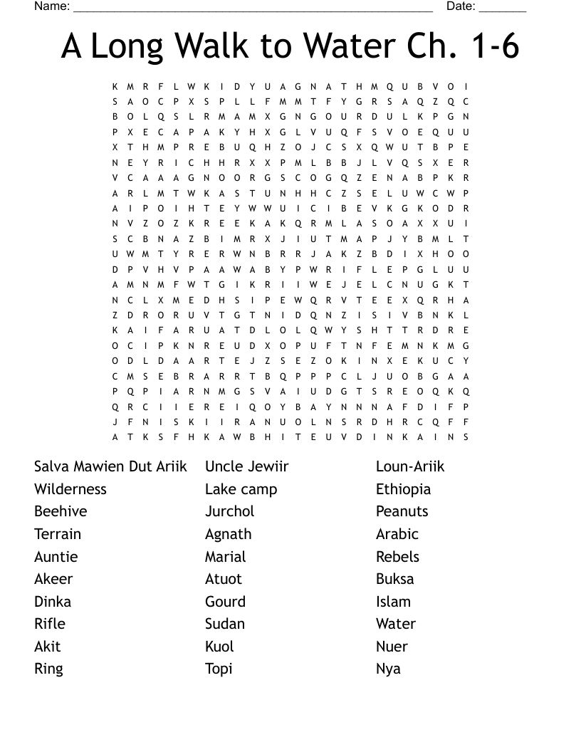 A Long Walk to Water Ch. 1-6 Word Search