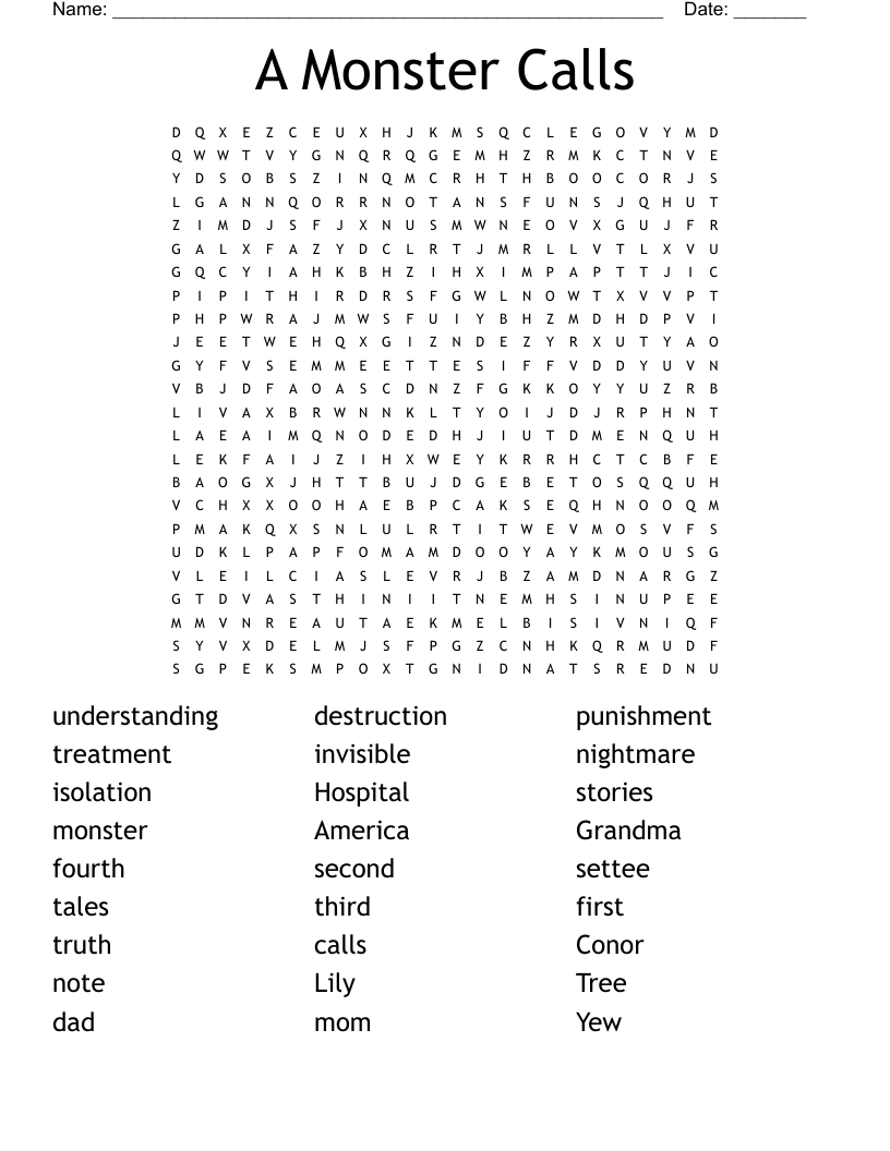 A Monster Calls Word Search