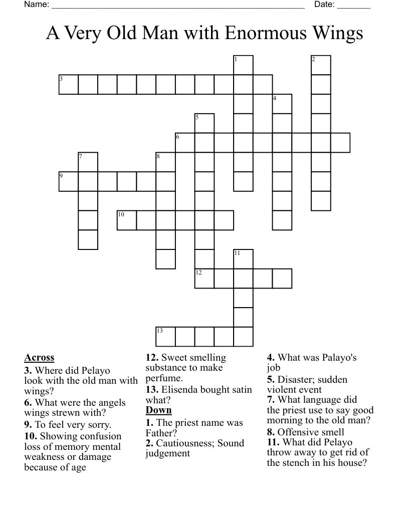 A Very Old Man with Enormous Wings  Crossword