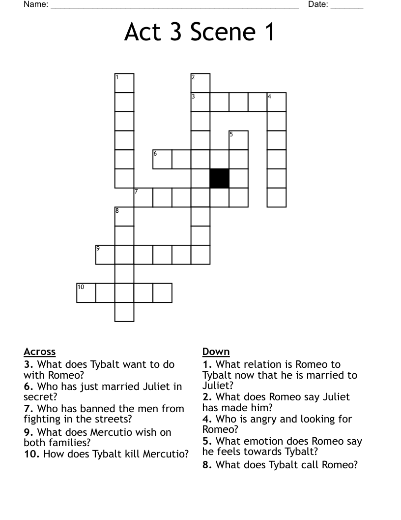 Act 3 Scene 1 Crossword