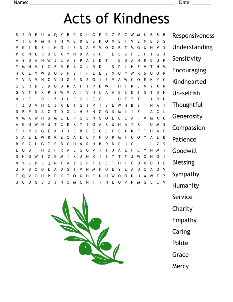 Acts of Kindness Word Search