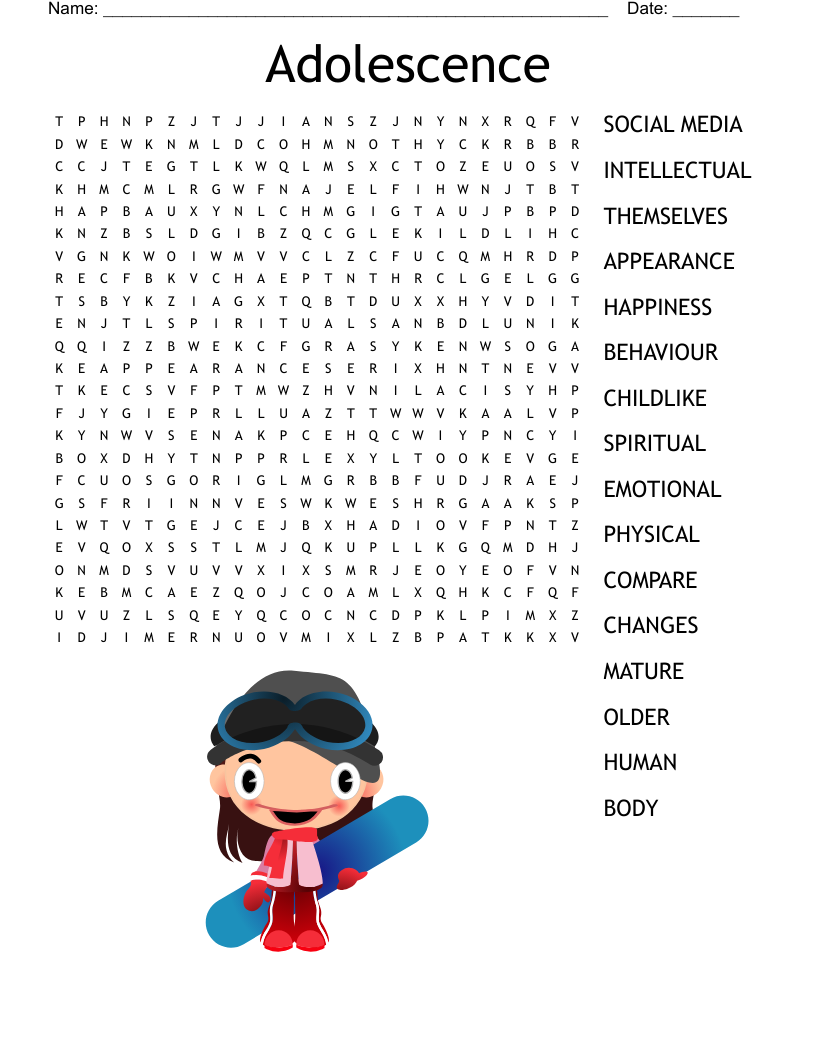 Adolescence Word Search