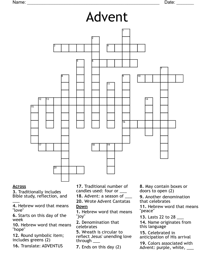 Advent  Crossword