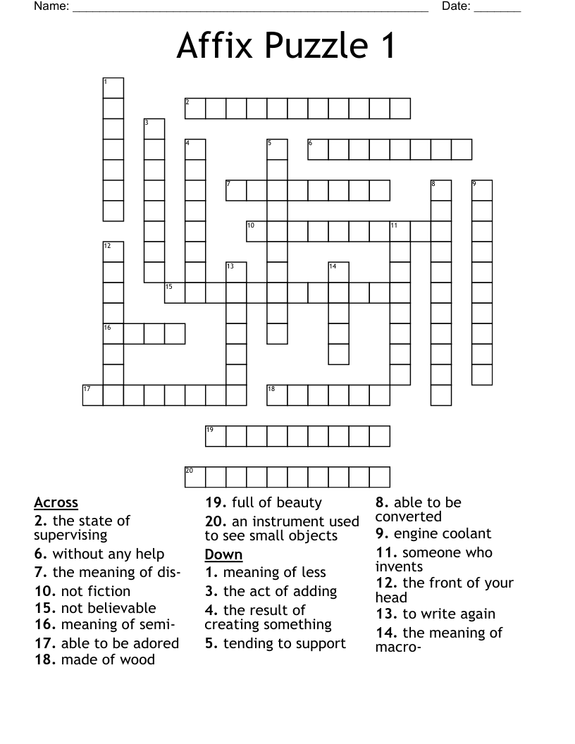 Affix Puzzle 1