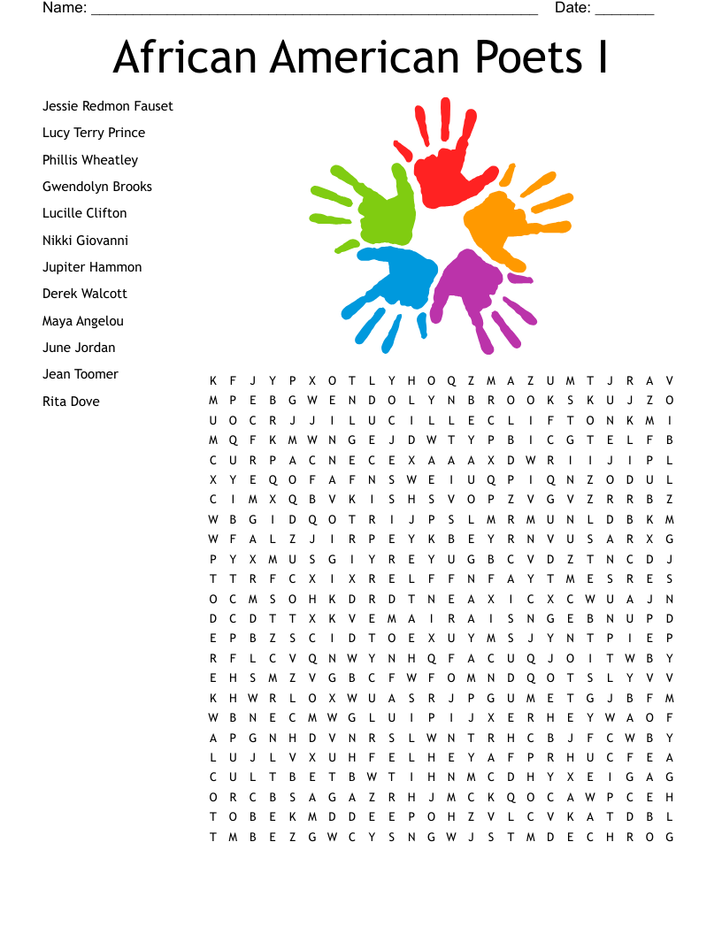 African American Poets I Word Search