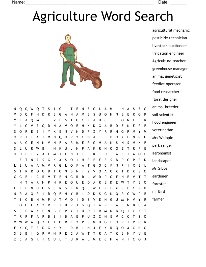 Agriculture Word Search