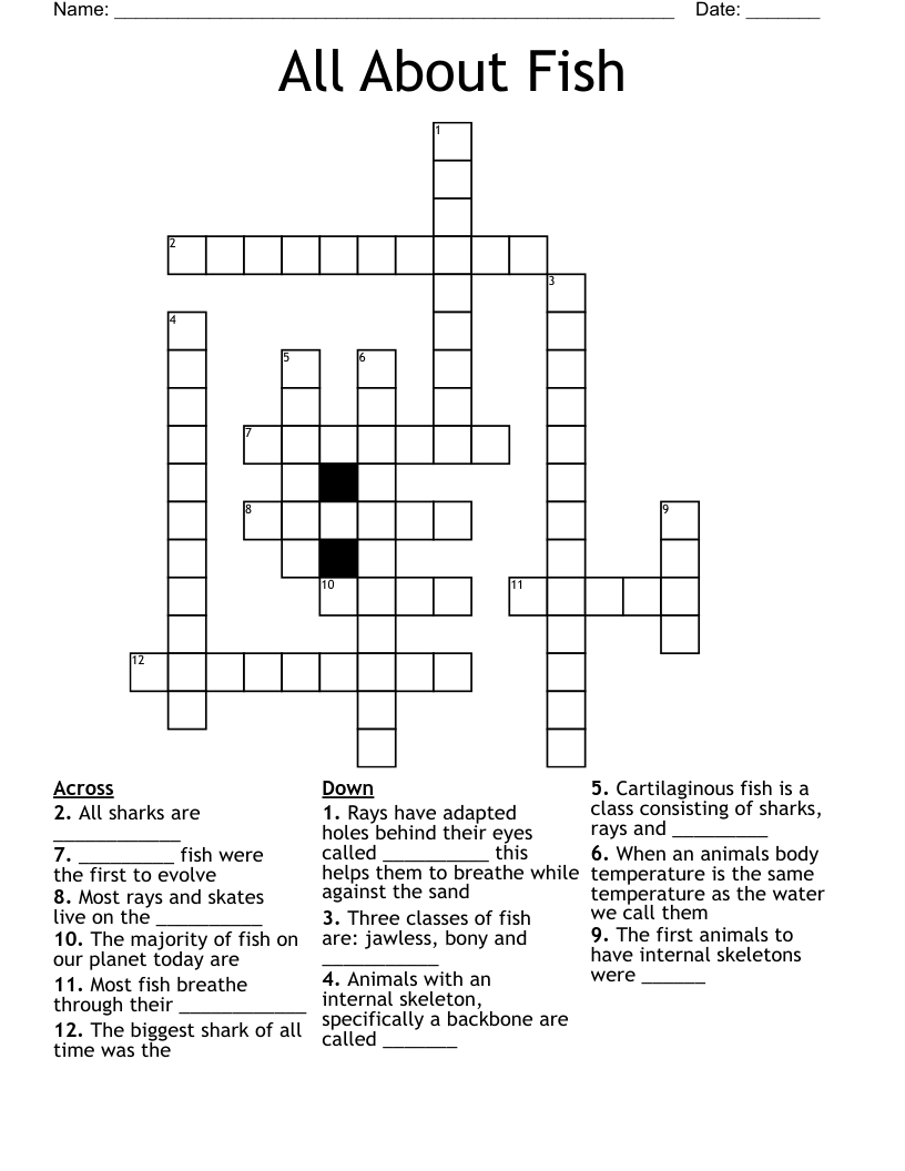 All About Fish Crossword