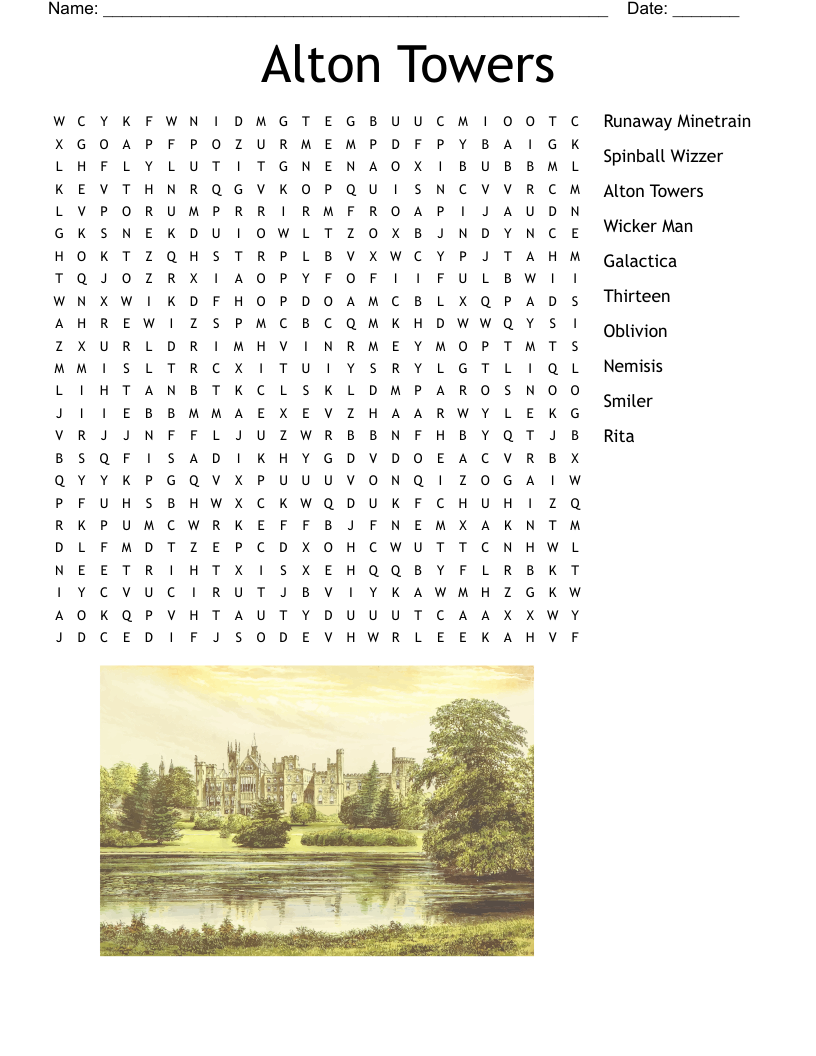Alton Towers Word Search