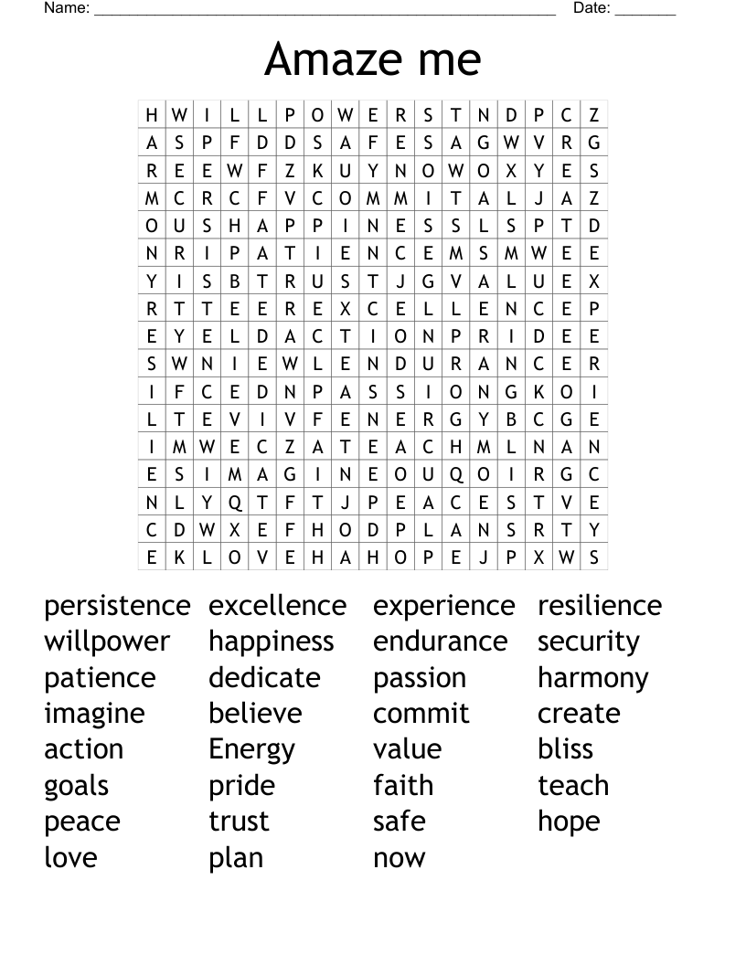 Amaze me  Word Search
