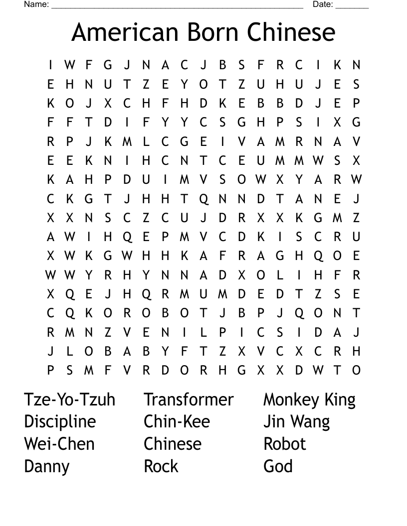 American Born Chinese Word Search