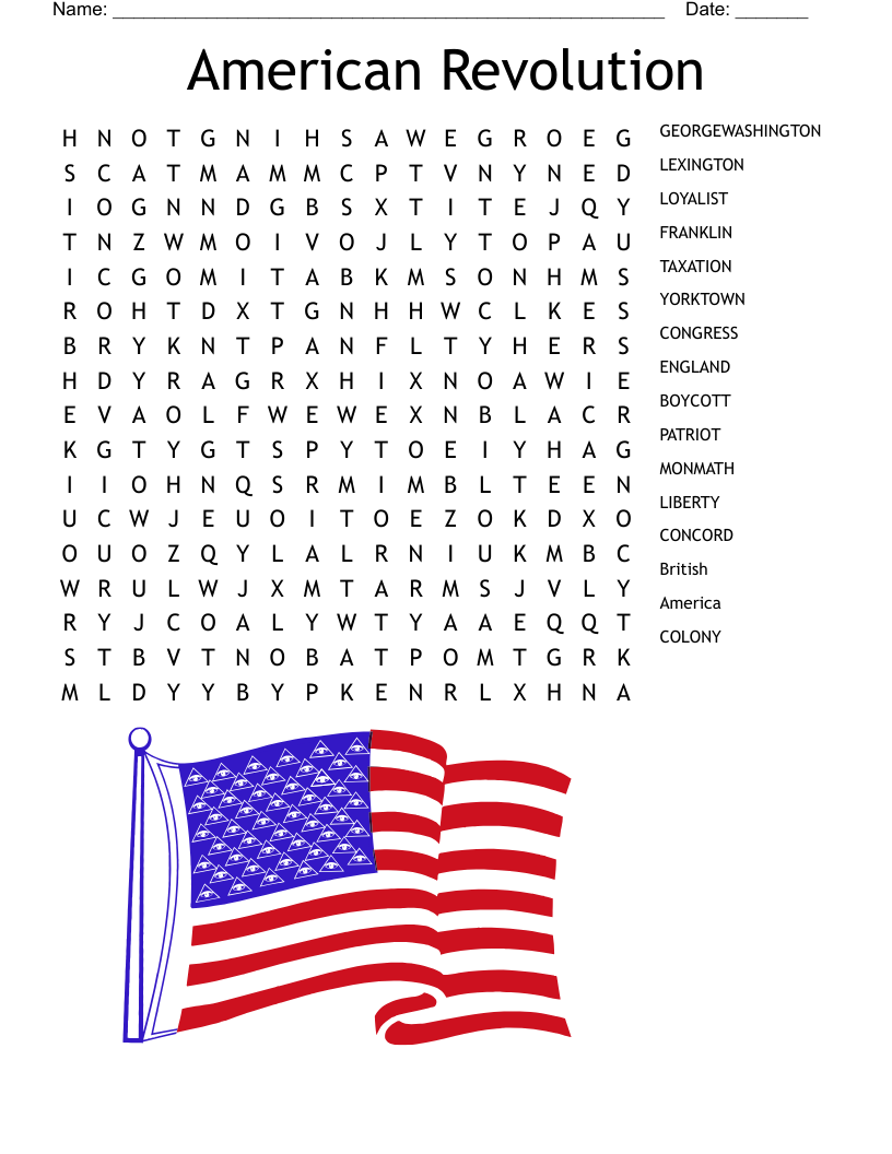 American Revolution Word Search