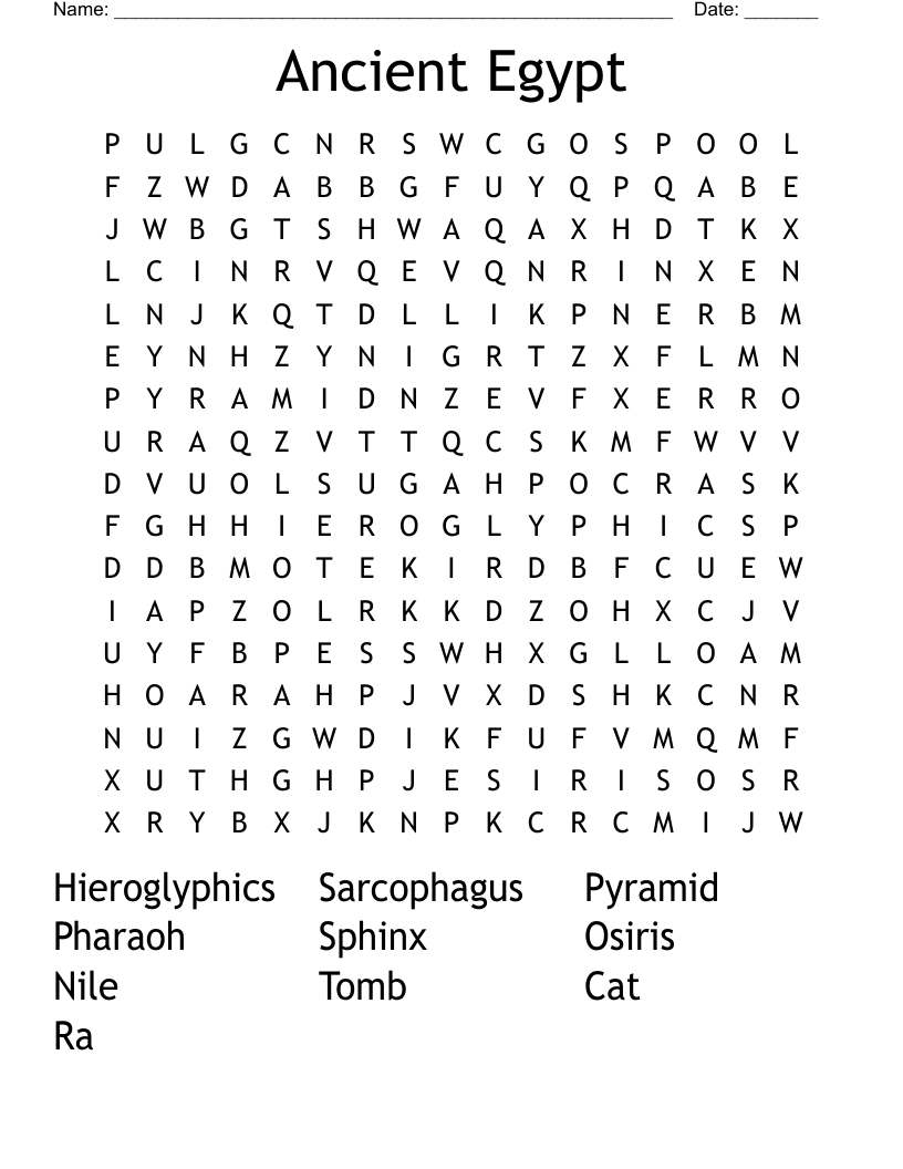 Ancient Egypt Word Search