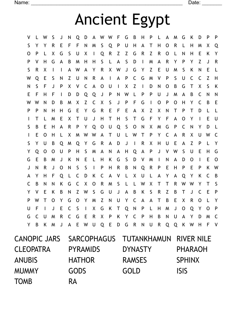 Ancient Egypt Word Search