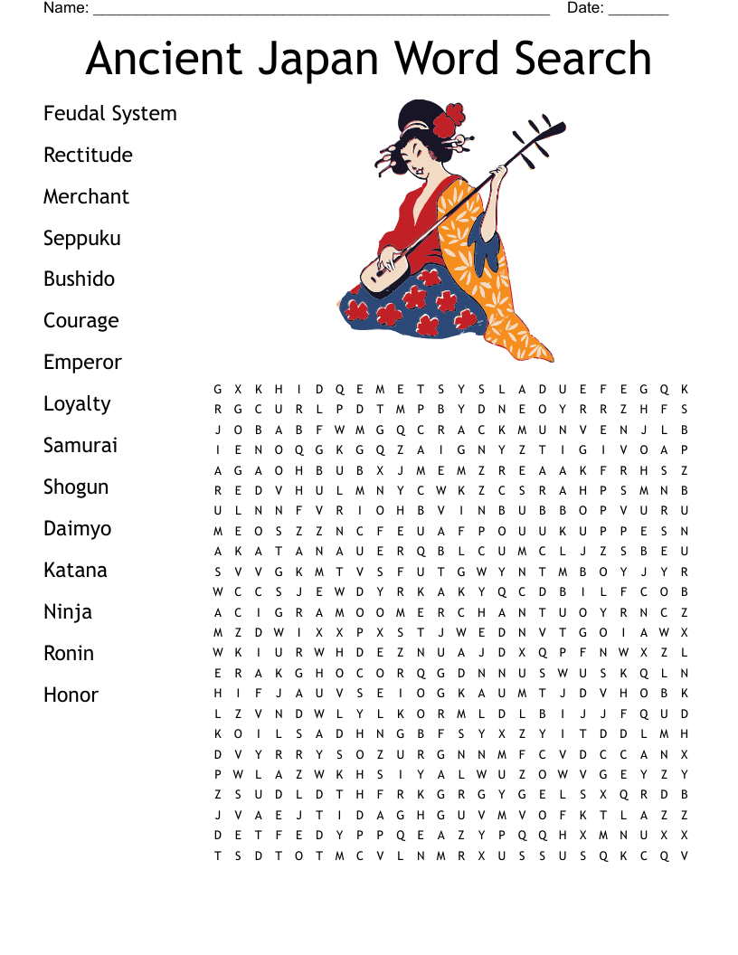 Ancient Japan Word Search