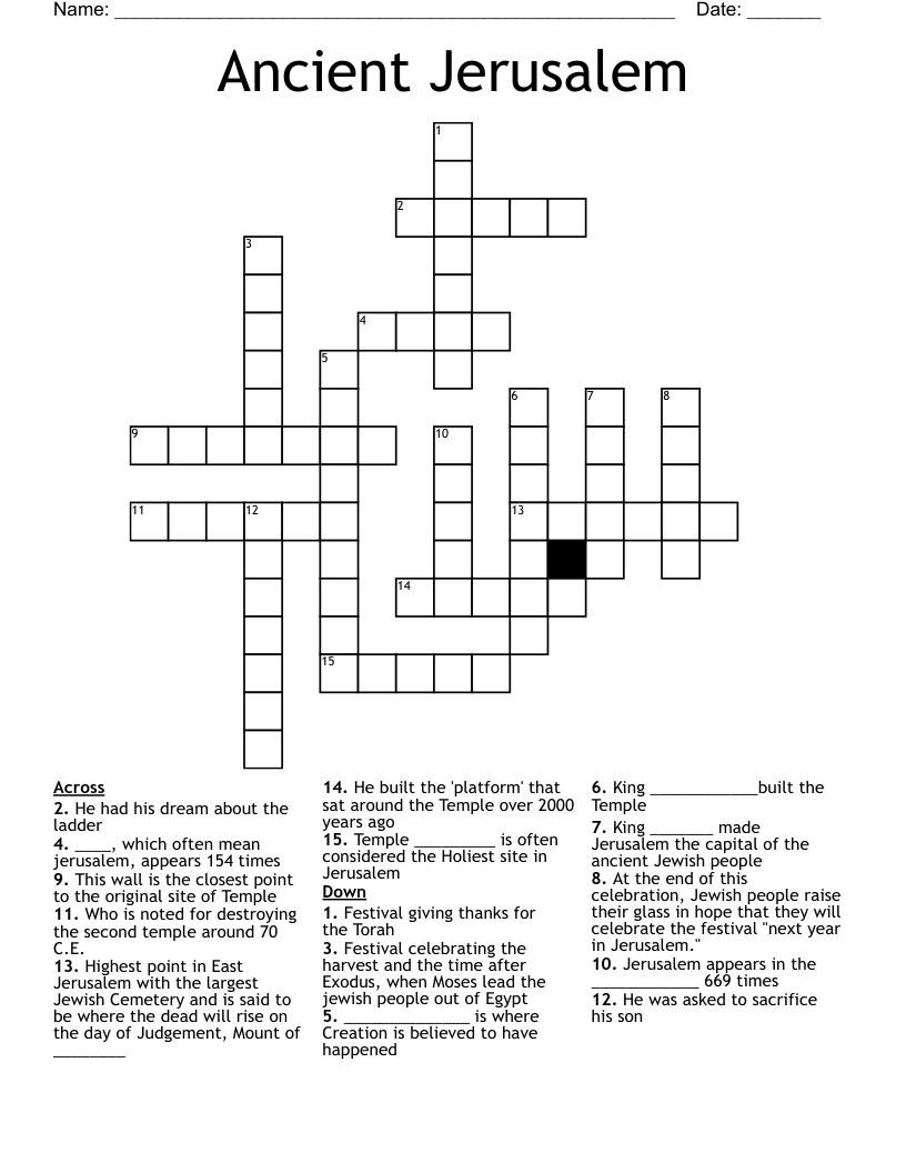 Ancient Jerusalem Crossword