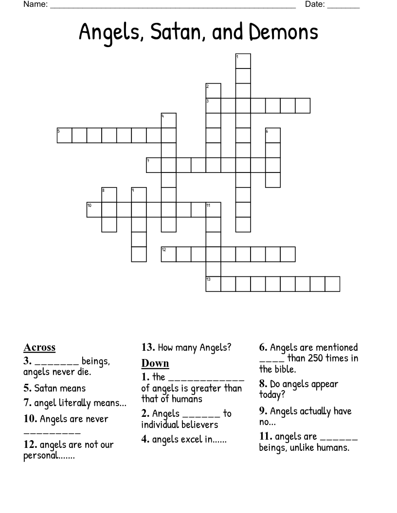 Angels, Satan, and Demons Crossword