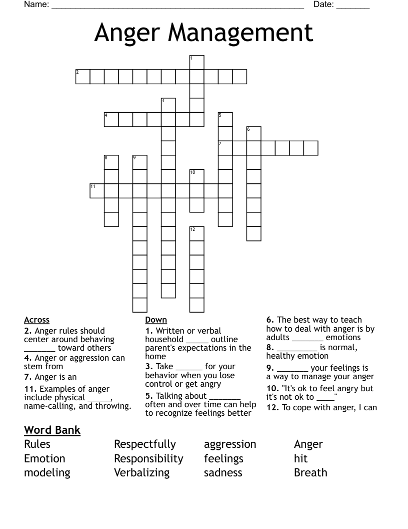 Anger Management Crossword