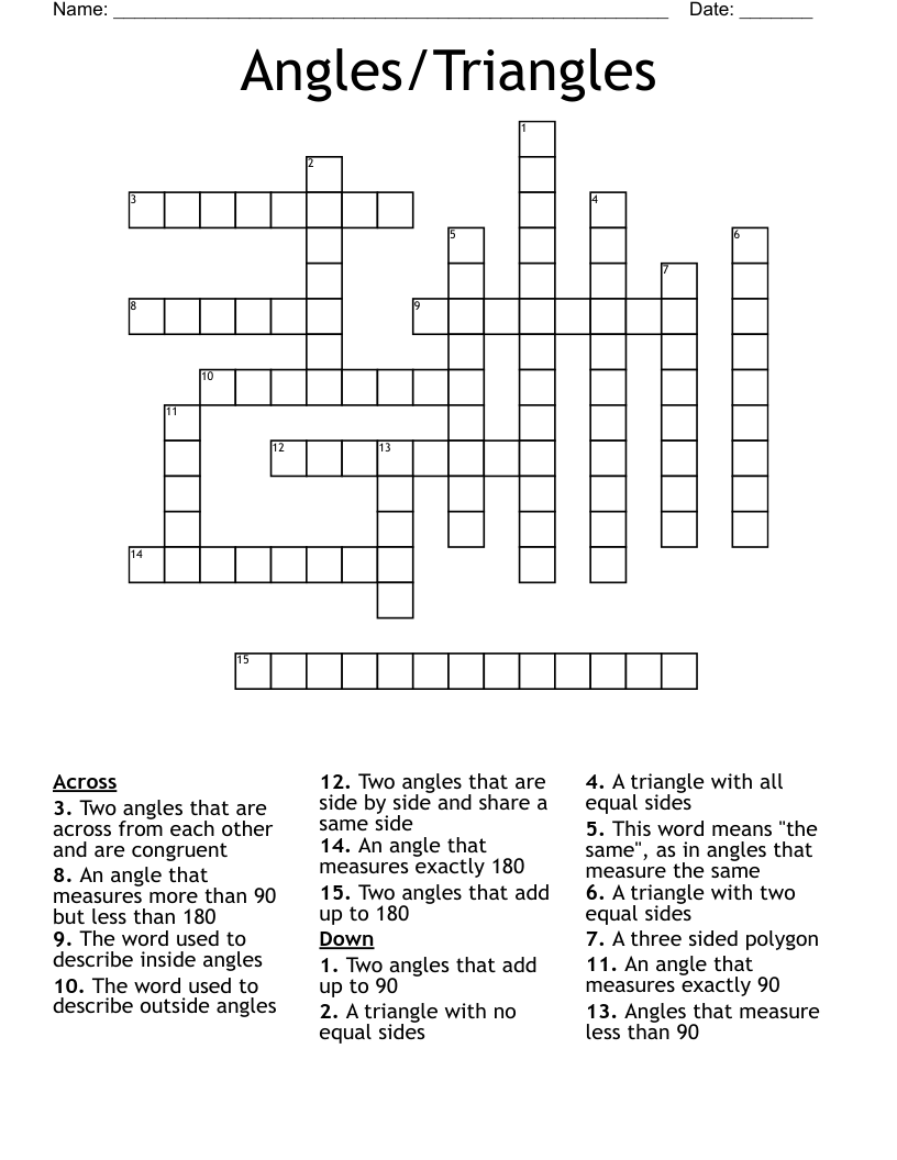 Angles/Triangles Crossword