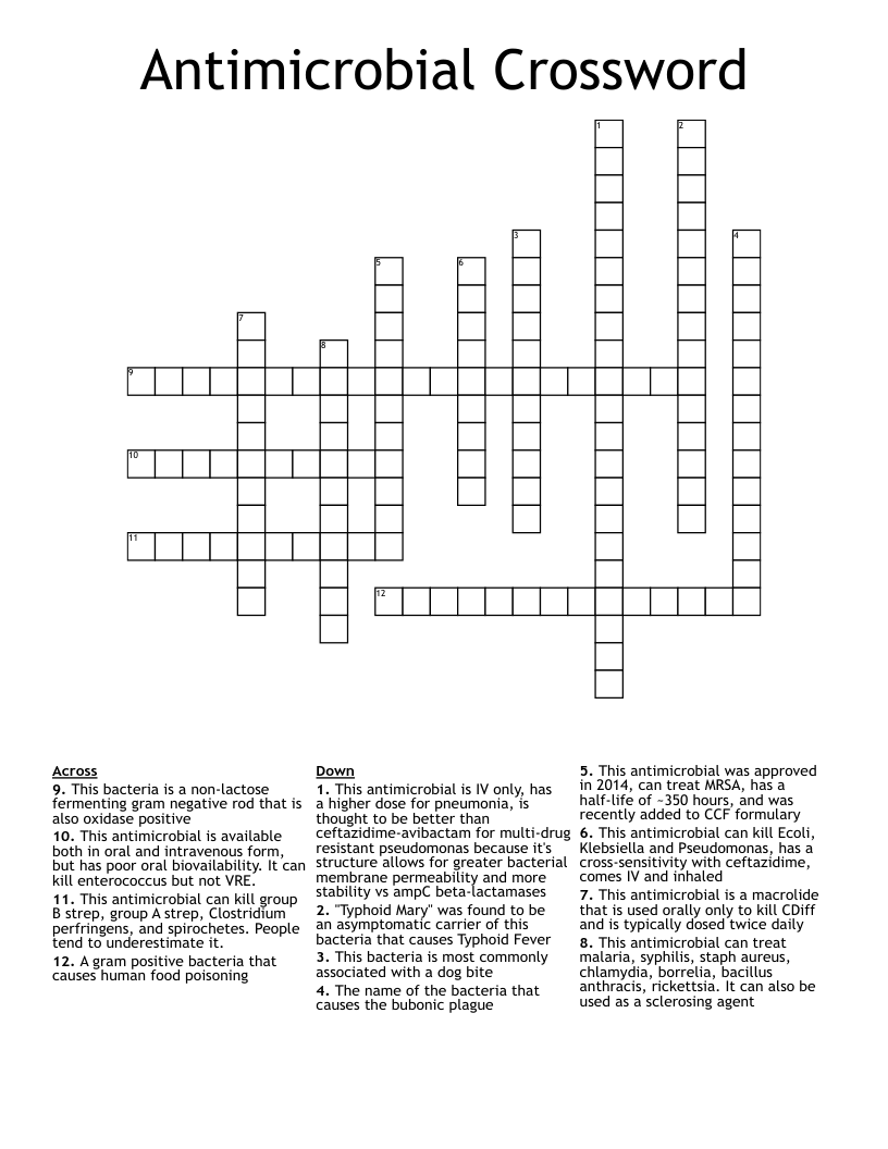 Antimicrobial Crossword