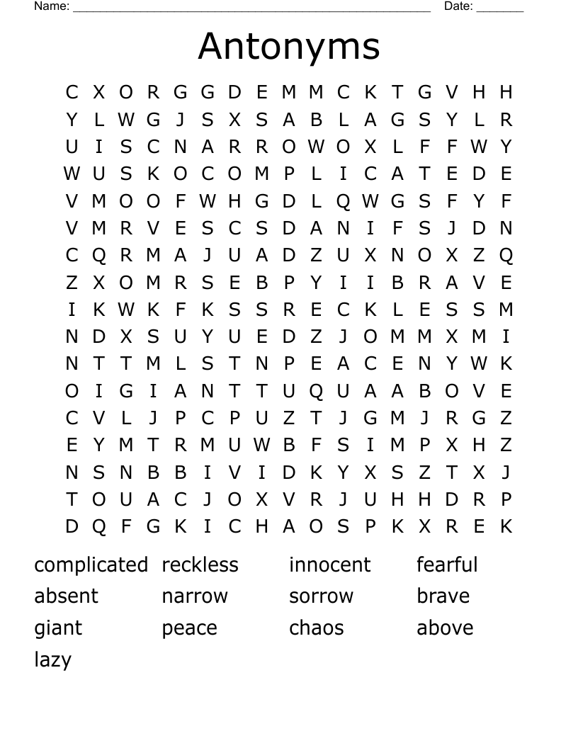 Antonyms Word Search
