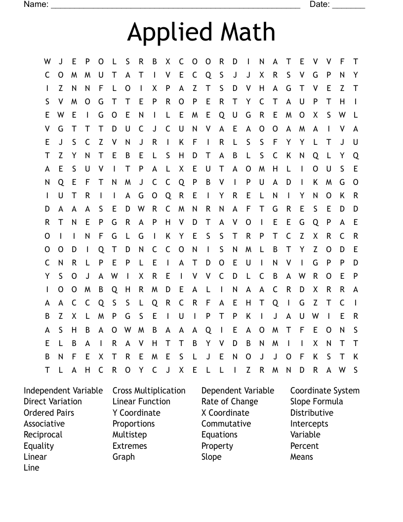 Applied Math Word Search
