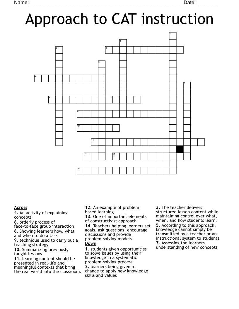 Approach to CAT instruction Crossword
