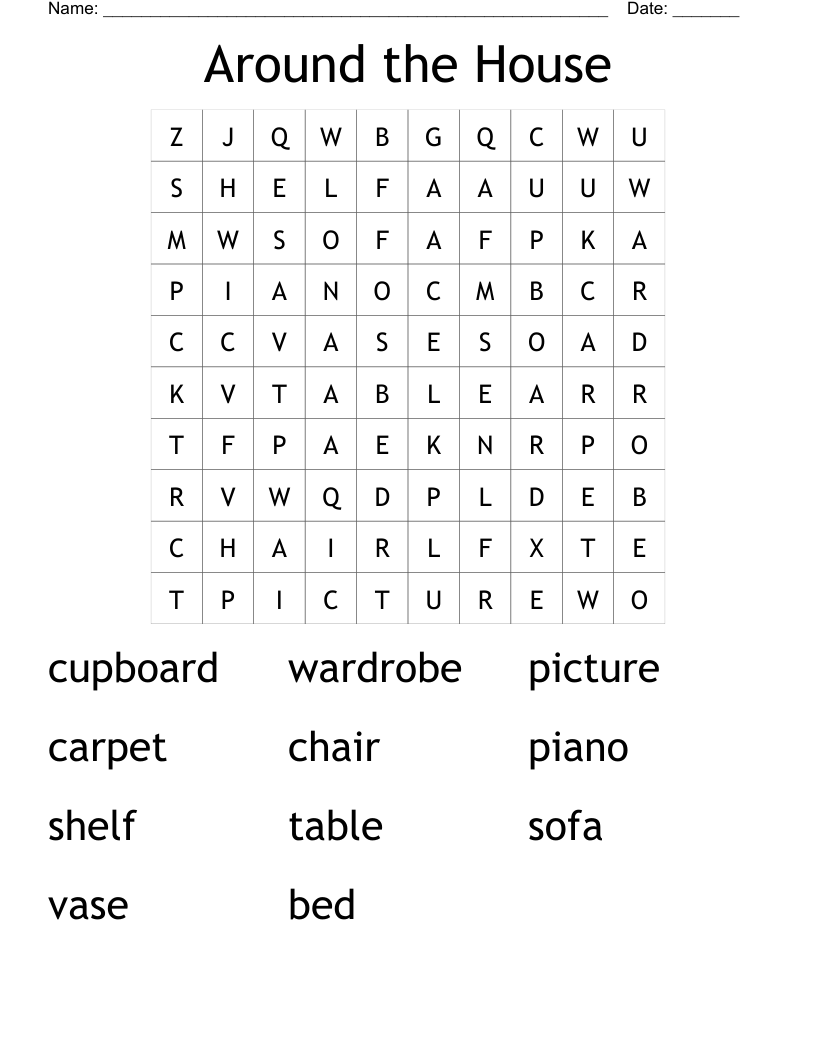 Around the House Word Search