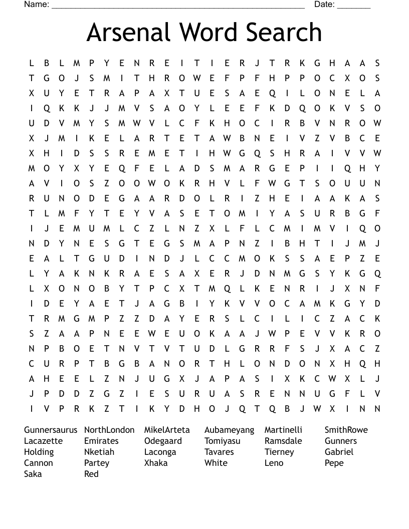 Arsenal Word Search