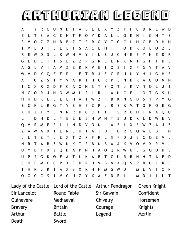 Arthurian Legend  Word Search